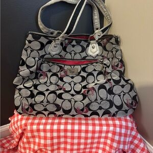 Coach Black and Gray Signature Tote Bag